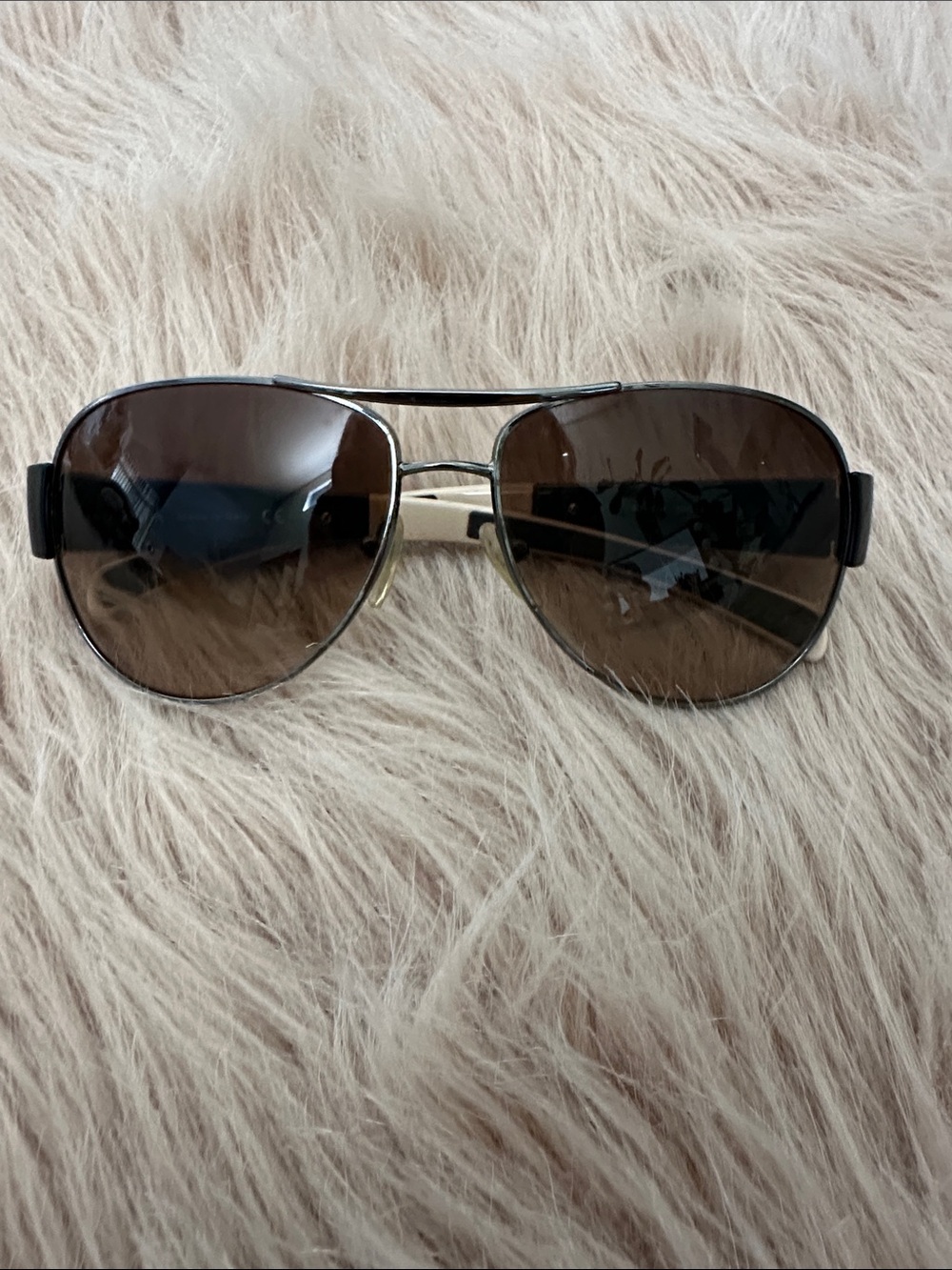 Vintage Prada Black, Cream and Red Logo Sunglasses